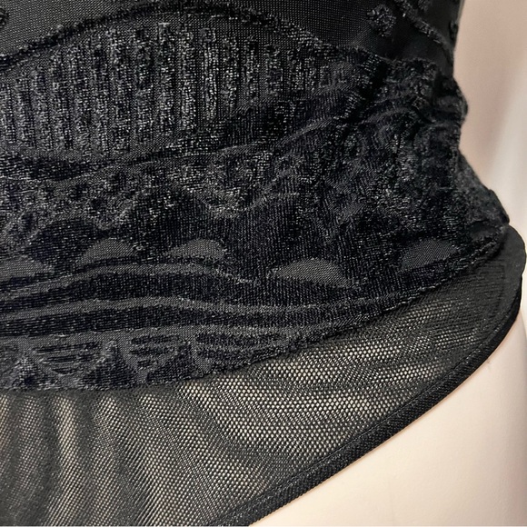 Cosabella Bodysuit Burnout Velvet Med Black Lace Sheer Mesh Textured Sexy Italy - Picture 8 of 14